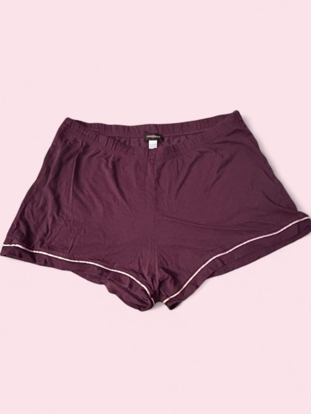 $120 Cosabella Cozy Maroon Lounge Shorts with Contrast Trim